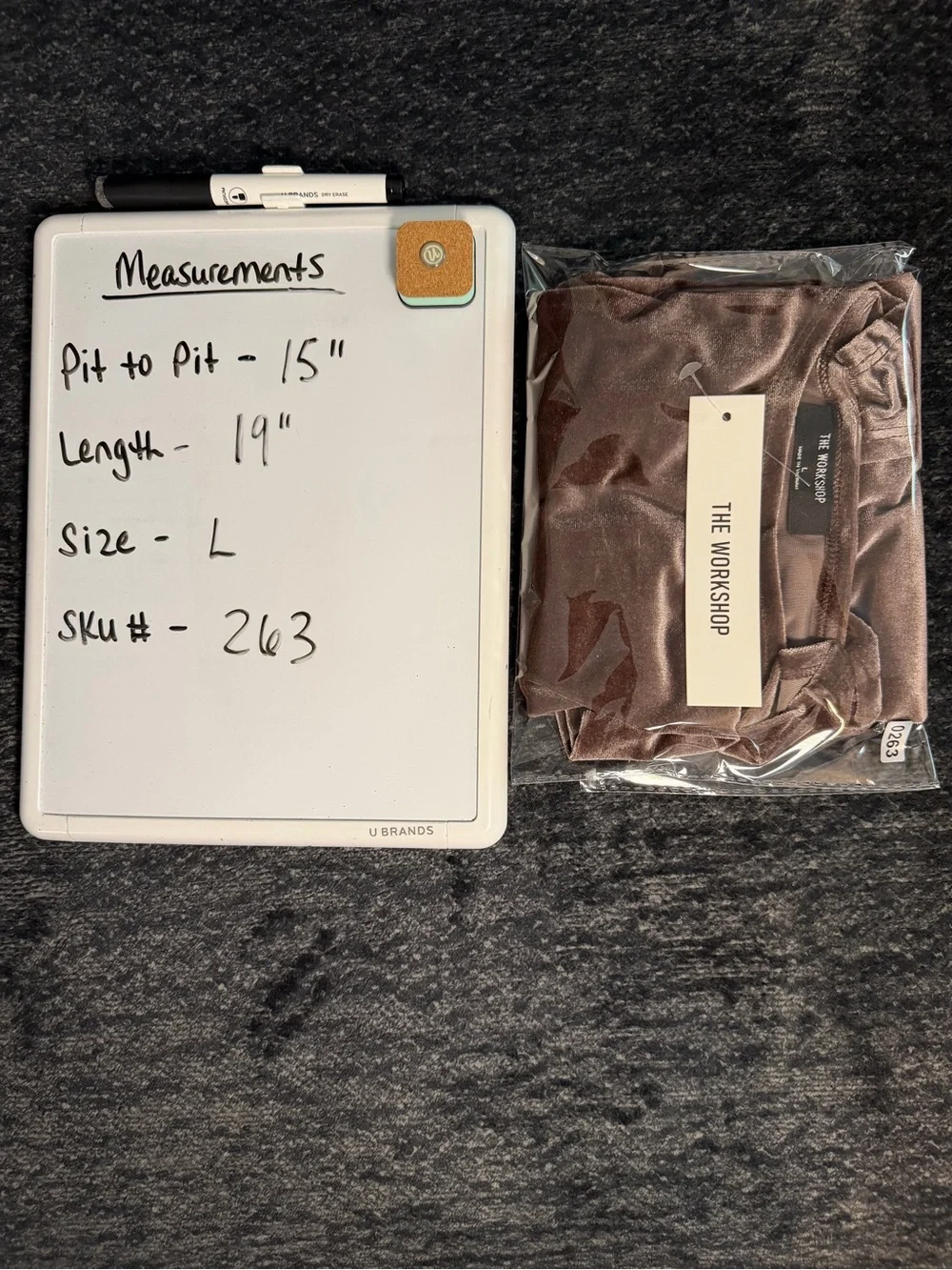 The Workshop Brown Velvet Sleeveless Tank Top Size Large NWT Soft Stretch - Picture 7 of 7